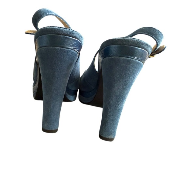 Michael Kors Women’s Blue Suede Slingback 3 inch Heels open toe size 7 - Picture 5 of 9